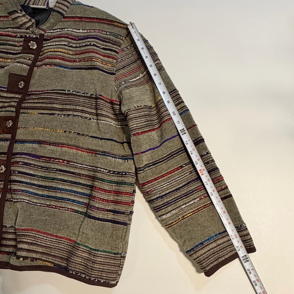 VINTAGE multicolor tapestry jacket blazer long sleeve button front earthy hippie - Picture 12 of 12